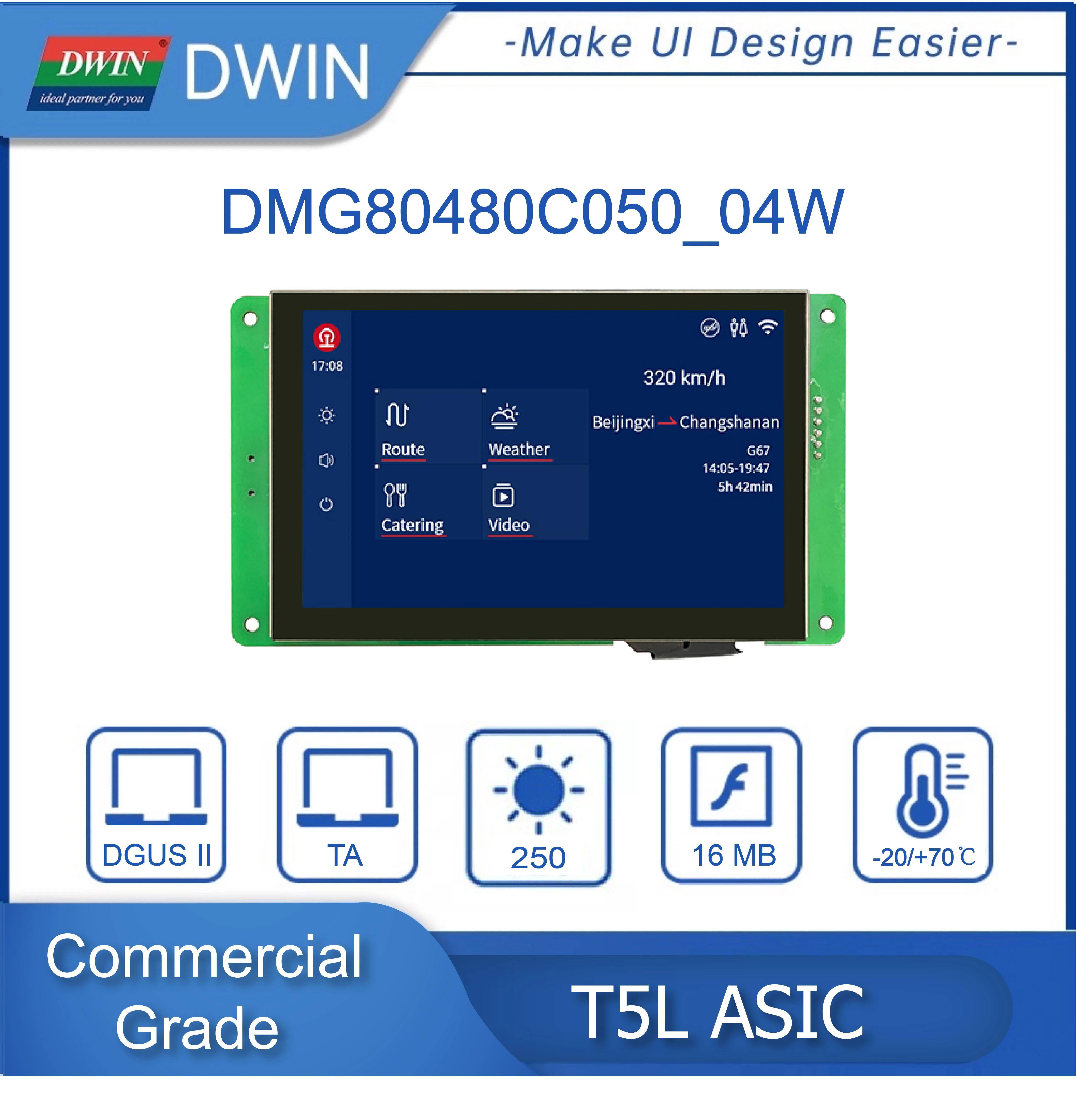 DWIN 800*480 Ƶ̳ ÷, RS232/TTL HMI Һ ġ г, ESP32 ȭ, LCD , Ʈ UART TFT , 5 ġ,  